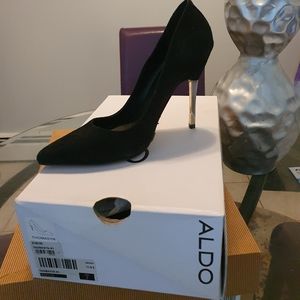 Aldo Black Heels with Silver Stiletto